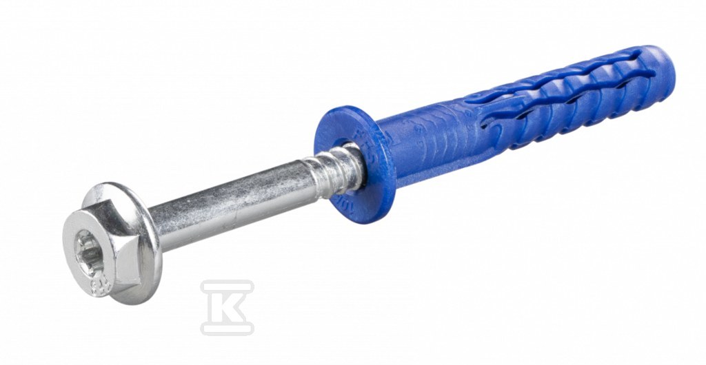 FFS Kołek ramowy poliamidowy z krótką strefą rozporu z kołnierzem 10x60mm i wkrętem z łbem heksagonalnym