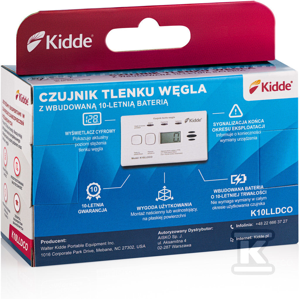 Czujnik czadu z wyświetlaczem Kidde K10LLDCO