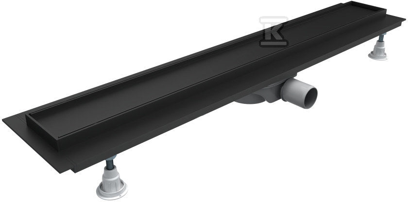 Odpływ liniowy OLP60 / CST-LOW Standard Plus Black 60x8x7 cm "Base-Low Black", z maskownicą Plate