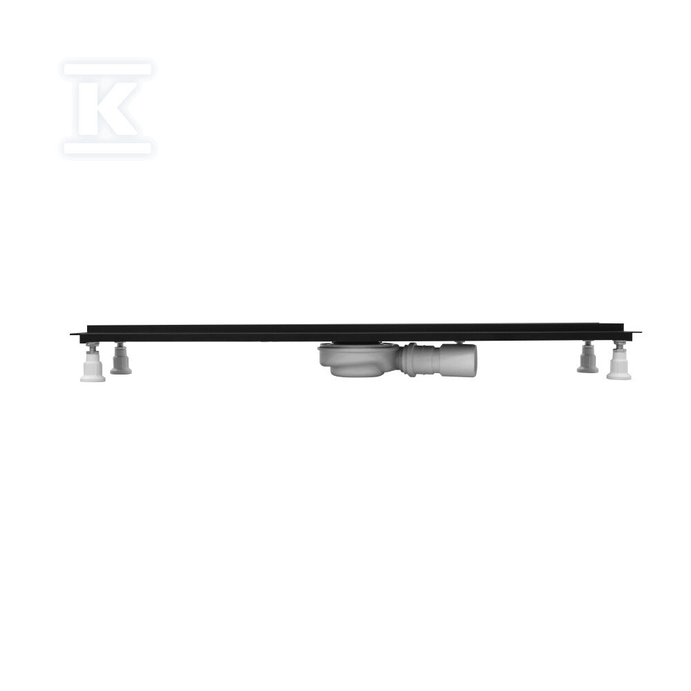 Odpływ liniowy OLSL90 / CST-LOW Standard Plus Black 90x8x7 cm "Base-Low Black", z maskownicą Steel
