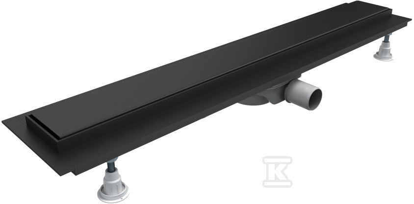 Odpływ liniowy OLSL90 / CST-LOW Standard Plus Black 90x8x7 cm "Base-Low Black", z maskownicą Steel