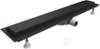 Odpływ liniowy OLSL80 / CST-LOW Standard Plus Black 80x8x7 cm "Base-Low Black", z maskownicą Steel