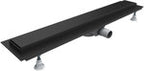 Odpływ liniowy OLSL90 / CST-LOW Standard Plus Black 90x8x7 cm "Base-Low Black", z maskownicą Steel