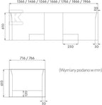 Nośnik do wanien prostokątnych 1.031 Stabilsound 140-180x75x61 cm