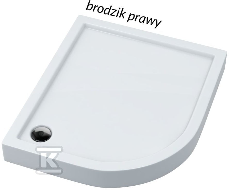 Brodzik akrylowy 3.0174 z zintegrowanym nośnikiem Stabilsound z przeciągniętym panelem do podłogi 120x85x14 cm R55 "Competia", asymetryczny prawy