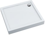 Brodzik akrylowy 3.4846 z zintegrowanym nośnikiem Stabilsound z przeciągniętym panelem do podłogi 90x110x12 cm "Competia New", prostokątny odpływ na krótkim boku