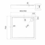 Brodzik akrylowy 3.01253 z zintegrowanym nośnikiem Stabilsound z przeciągniętym panelem do podłogi 70x80x14 cm "Competia", prostokątny