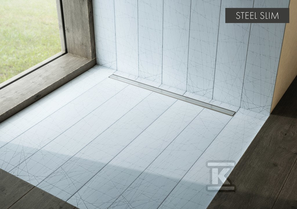 10.102/OLPL Brodzik podpłytkowy (S1) Stabilsound 90x90x5/12,5 cm "Slim Lux", kwadratowy z maskownicą Steel