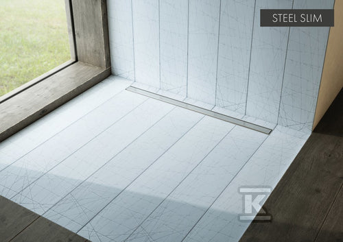10.102/OLPL Brodzik podpłytkowy (S1) Stabilsound 90x90x5/12,5 cm "Slim Lux", kwadratowy z maskownicą Steel