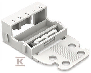 Adapter montażowy, do złączek 5-przewodowych, seria 221, 4 mm2, ze stopką zatrzaskową do montażu pion., biały