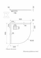 Brodzik kompozytowy 3.104-M2 Stabilsound Plus White Stone 90x90x3,5 cm R55 "Kalait", półokrągły z maskownicą M2