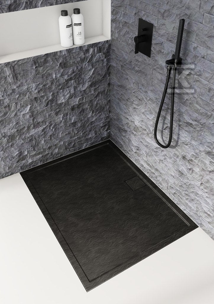 Brodzik kompozytowy 3.0453 / C / ST Stabilsound Plus Black Stone 80x120x5 cm "Omega", prostokątny