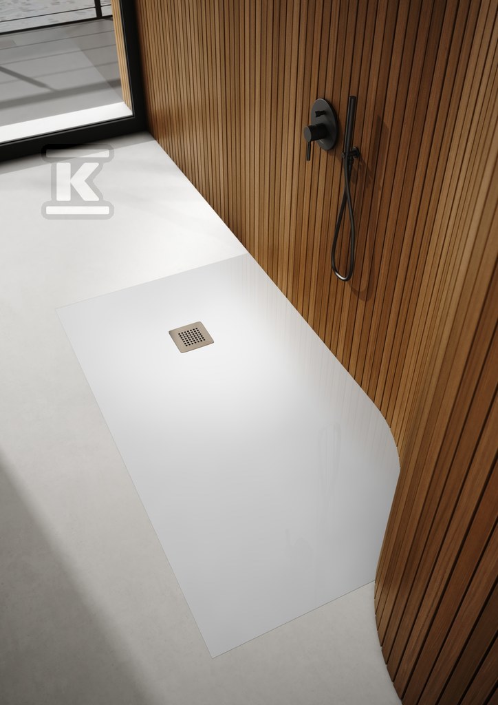 Brodzik kompozytowy 3.3155-M2 Stabilsound Plus White Stone 80x90x3,5 cm "Kalait", prostokątny z maskownicą M2