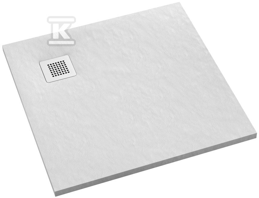 Brodzik kompozytowy 3.3100 / B / ST-M2 Stabilsound Plus White Stone 80x80x3,5 cm "Kalait", kwadratowy z maskownicą M2
