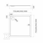 Brodzik akrylowy 3.4632 z zintegrowanym nośnikiem Stabilsound z przeciągniętym panelem do podłogi 100x100x12 cm "Competia New", kwadratowy