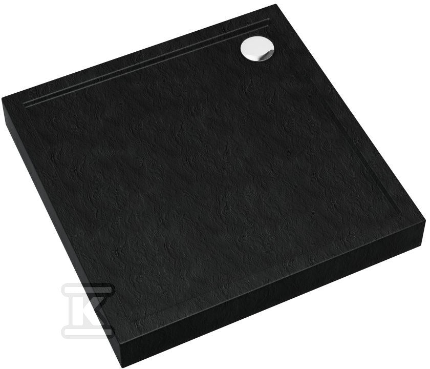 Brodzik akrylowy 3.4630 / C / ST z zintegrowanym nośnikiem Stabilsound z przeciągniętym panelem do podłogi Black Stone 80x80x12 cm "Competia New", kwadratowy