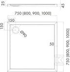 Brodzik kompozytowy 3.4332 Stabilsound Plus 100x100x4,5 cm "Corrina New", kwadratowy