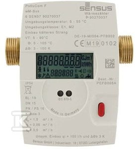 Ciepłomierz Xylem Sensus Pollucom F DN15 Qn 1,5 L=110 mm G3/4, montaż na zasilaniu.