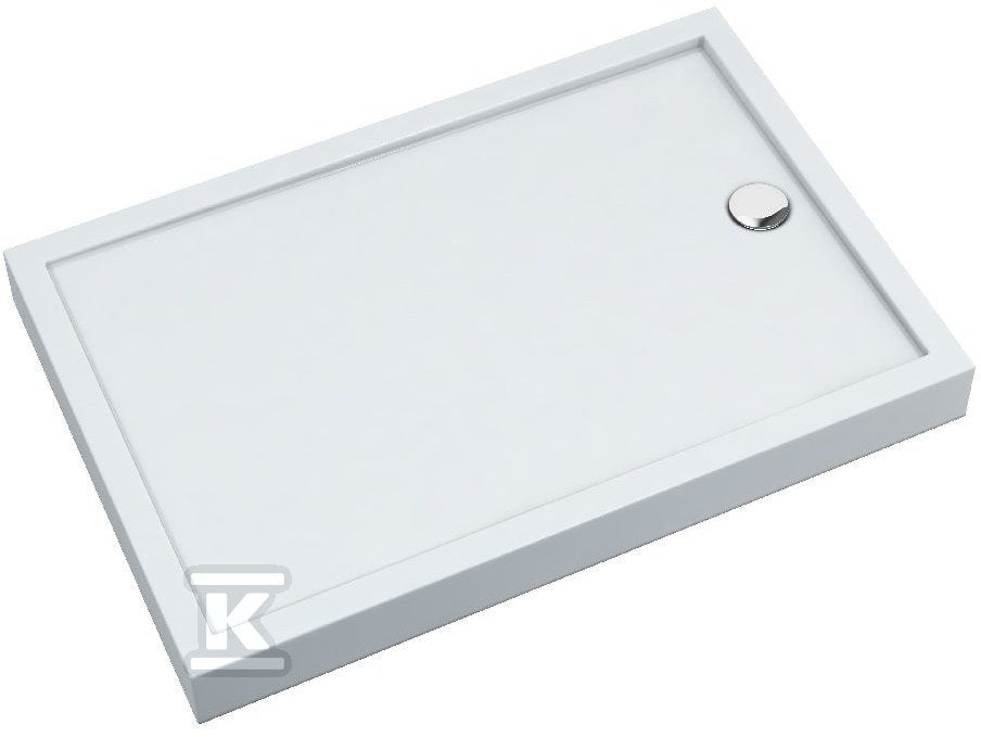 Brodzik akrylowy 3.4864 z zintegrowanym nośnikiem Stabilsound z przeciągniętym panelem do podłogi 70x100x12 cm "Competia New", prostokątny odpływ na krótkim boku