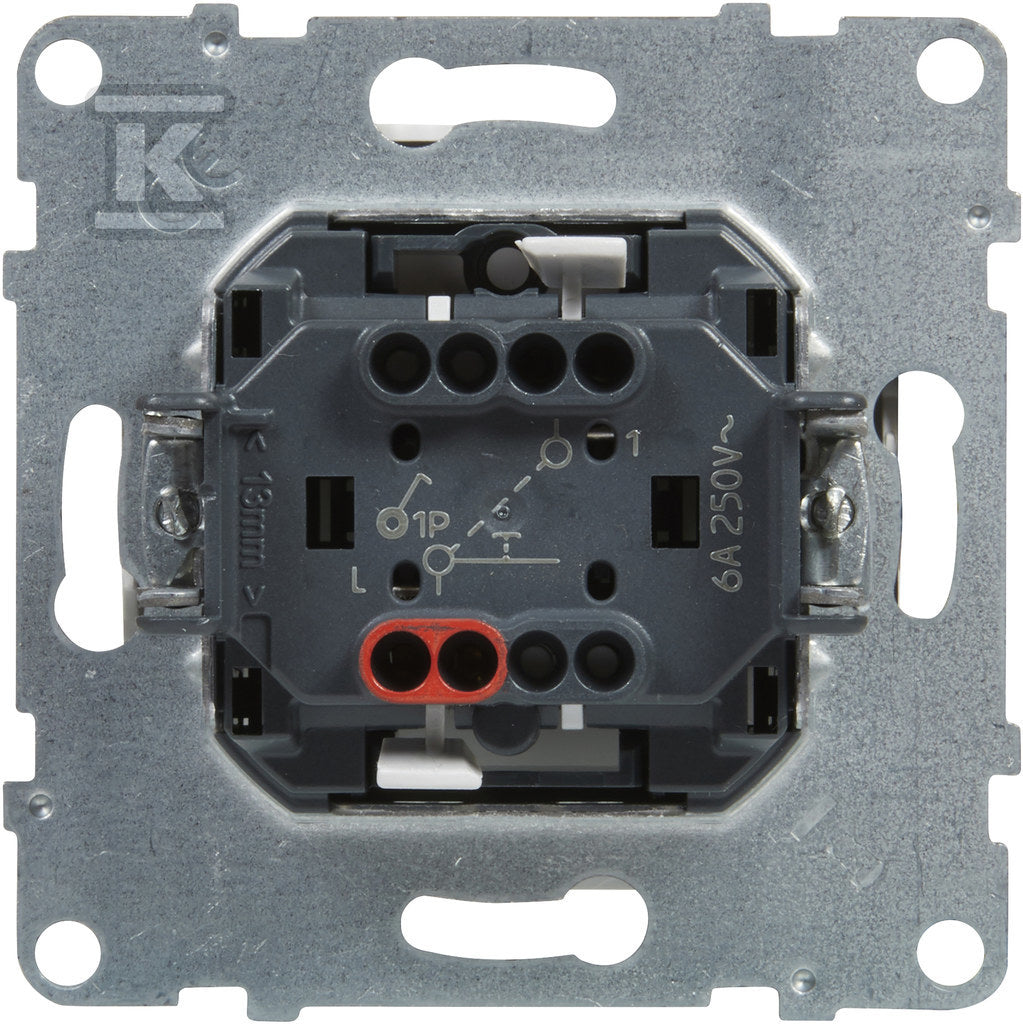 Przycisk pojedynczy z symbolem dzwonka - 6 A - 250 V~ - zaciski automatyczne, BIAŁY SUNO