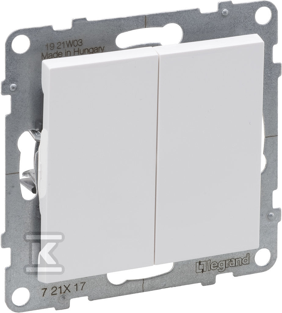 Przycisk podwójny - 6 A - 250 V~ - zaciski automatyczne, BIAŁY SUNO