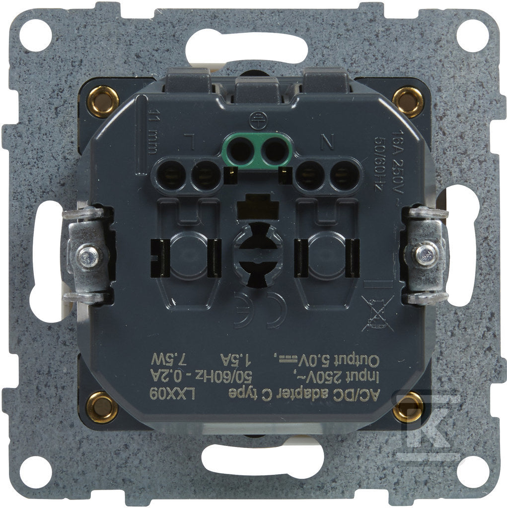 Gniazdo SCHUKO 2P+Z - 16 A - 250 V~ - + USB TYP C - 1,5 A - 5 V, BIAŁY SUNO