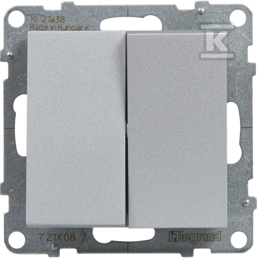 Łącznik schodowy podwójny - 10 AX - 250 V~ - zaciski automatyczne, ALUMINIUM SUNO