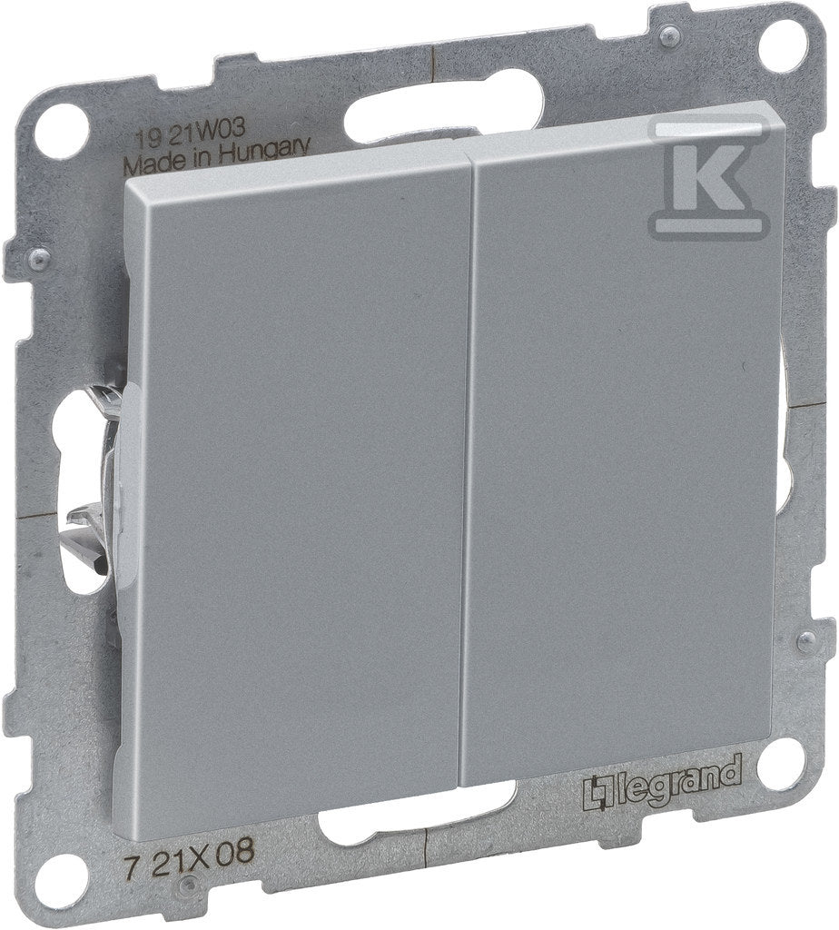 Łącznik schodowy podwójny - 10 AX - 250 V~ - zaciski automatyczne, ALUMINIUM SUNO