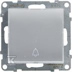 Przycisk pojedynczy z podświetleniem - 6 A - 250 V~ - zaciski automatyczne, ALUMINIUM SUNO