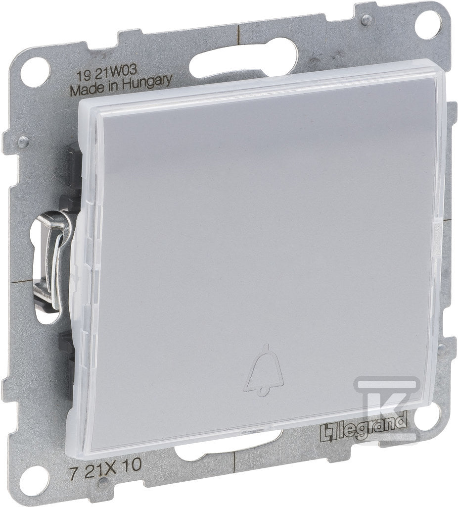 Przycisk pojedynczy z podświetleniem - 6 A - 250 V~ - zaciski automatyczne, ALUMINIUM SUNO