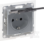 Gniazdo SCHUKO 2P+Z- 16 A - 250 V~ - z przesłoną IP44 - zaciski automatyczne, ALUMINIUM SUNO