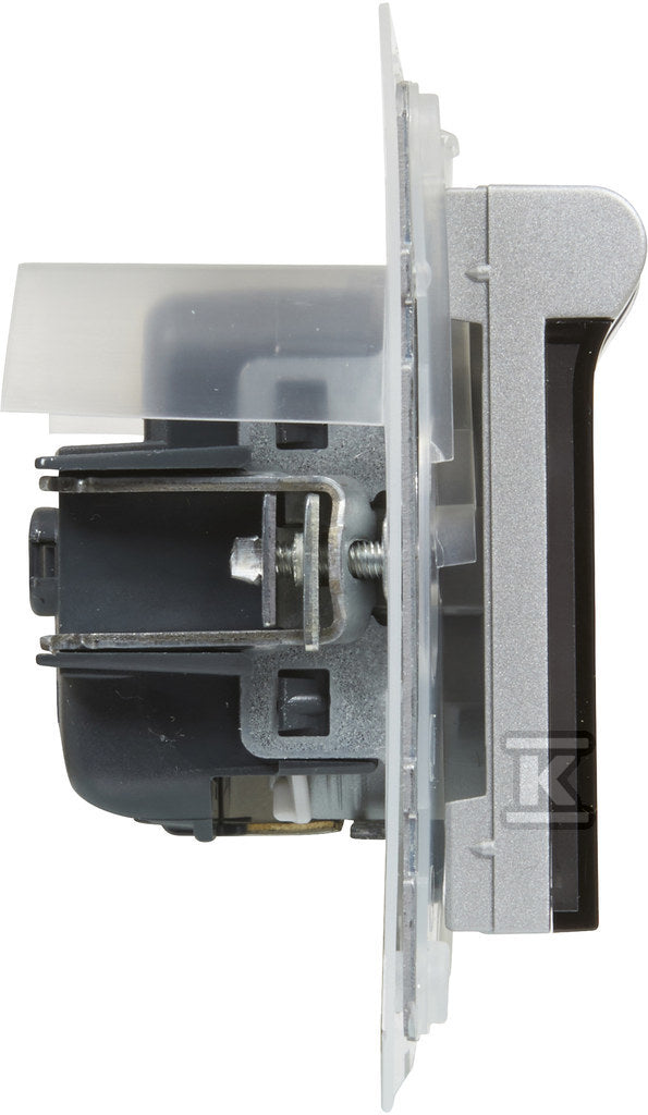 Gniazdo SCHUKO 2P+Z- 16 A - 250 V~ - z przesłoną IP44 - zaciski automatyczne, ALUMINIUM SUNO