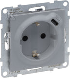Gniazdo SCHUKO 2P+Z - 16 A - 250 V~ - + USB TYP C - 1,5 A - 5 V, ALUMINIUM SUNO