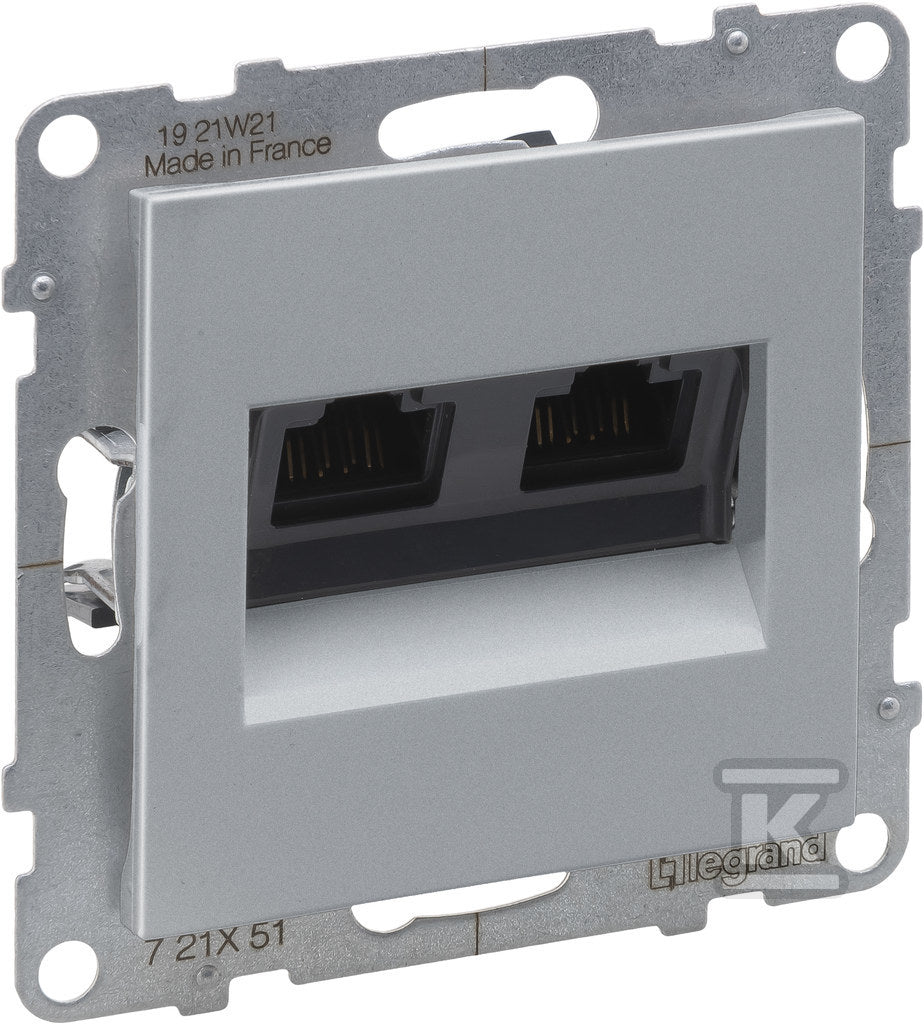 Gniazdo 2XRJ45/kat 5E UTP, ALUMINIUM SUNO