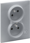 Gniazdo 2P+Z (czeskie) z przesłoną - 16 A - 250 V~ - zaciski automatyczne (monoblok), ALUMINIUM SUNO