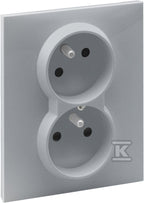 Gniazdo 2P+Z (czeskie) z przesłoną - 16 A - 250 V~ - zaciski automatyczne (monoblok), ALUMINIUM SUNO