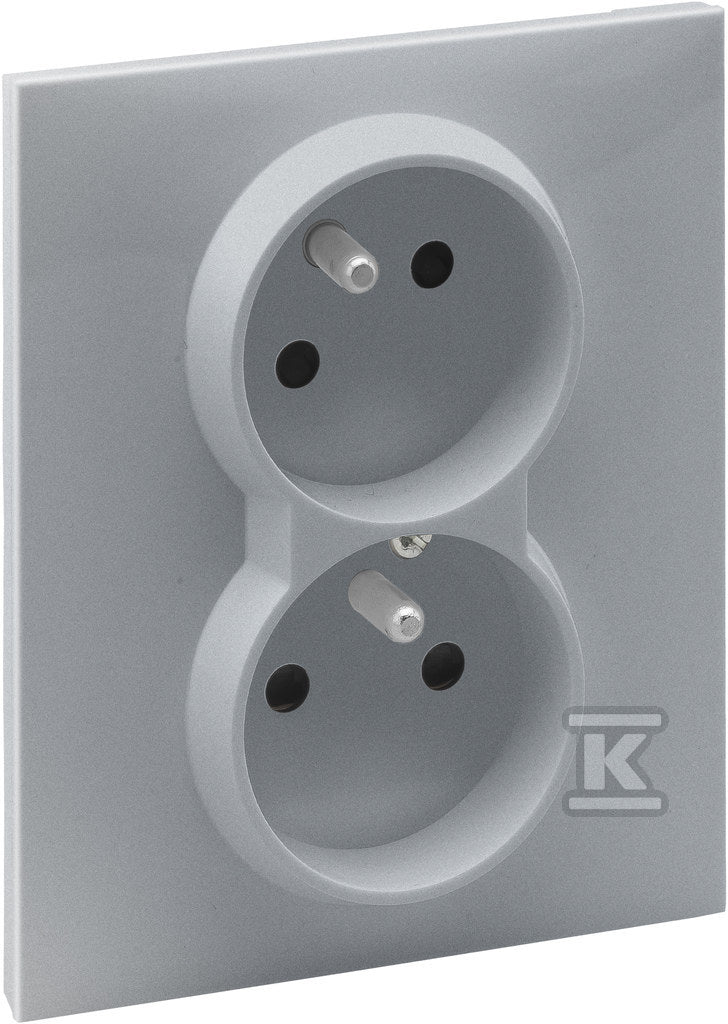 Gniazdo 2P+Z (czeskie) z przesłoną - 16 A - 250 V~ - zaciski automatyczne (monoblok), ALUMINIUM SUNO