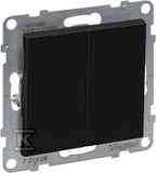 Łącznik schodowy podwójny - 10 AX - 250 V~ - zaciski automatyczne, CZARNY SUNO