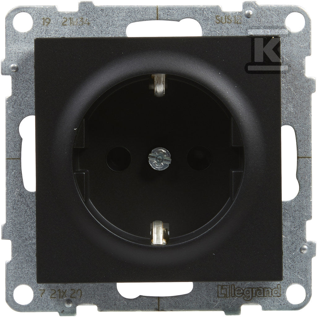 Gniazdo SCHUKO 2P+Z - 16 A - 250 V~ - z przesłoną - zaciski automatyczne, CZARNY SUNO