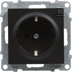 Gniazdo SCHUKO 2P+Z - 16 A - 250 V~ - z przesłoną - zaciski automatyczne, CZARNY SUNO