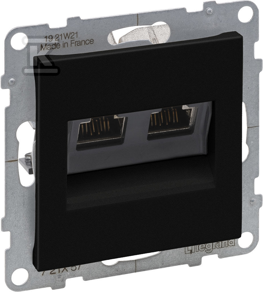 Gniazdo 2XRJ45/kat 6 STP, CZARNY SUNO