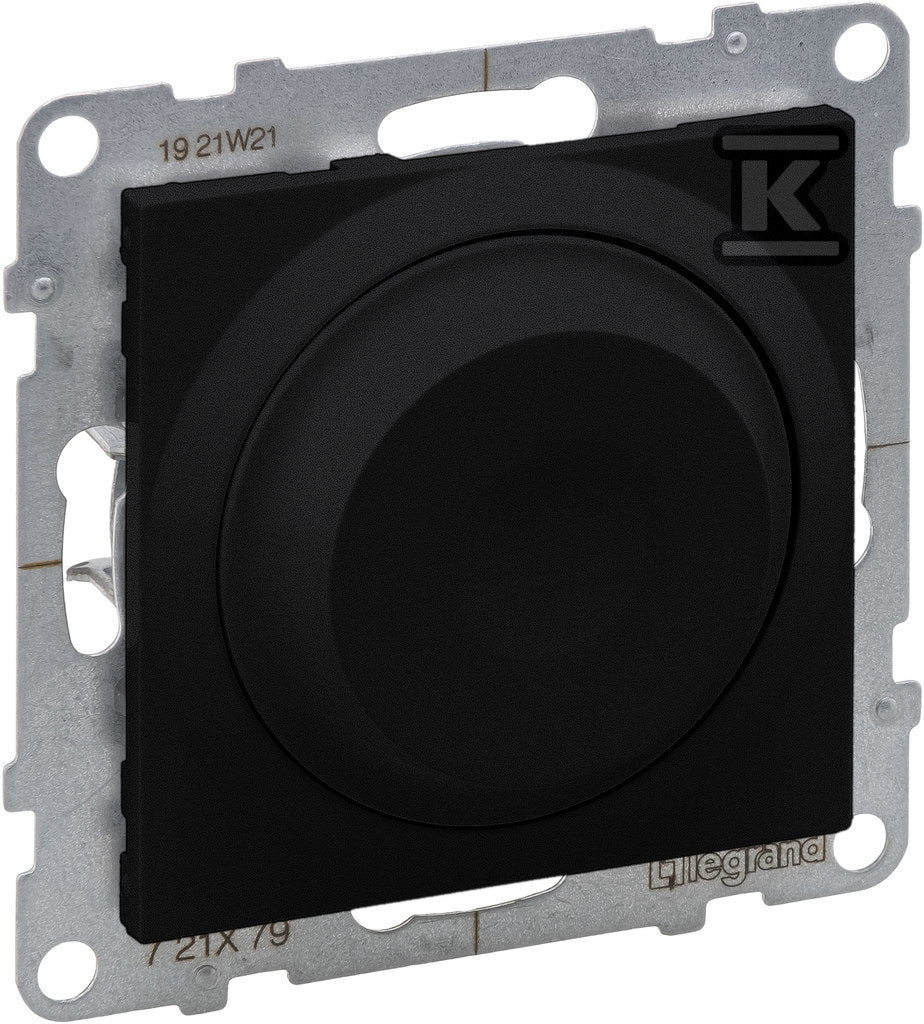 Ściemniacz obrotowy - 240 V~ - 50 Hz - 5 - 75 W ( 10 lamp maks.) dla lamp LED z opcją ściemniania - bez zacisku neutralnego, CZARNY SUNO