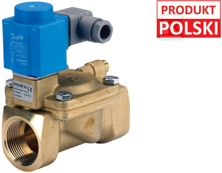 Zawór elektromagnetyczny odcinający EV220B 32B NC, G1 1/4", 0,3-16 bar, Kv 18 m3/h, mosiądz/EPDM, bez cewki, atest PZH, CNBOP