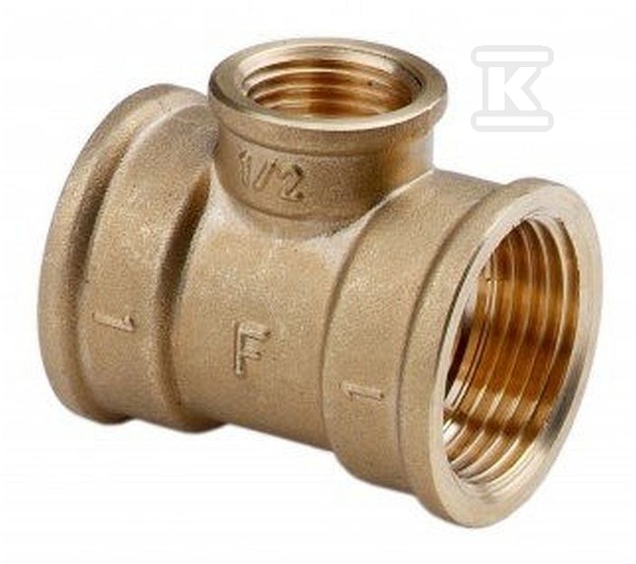 Trójnik redukcyjny mosiężny 3/4"x1/2"x3/4" żółty