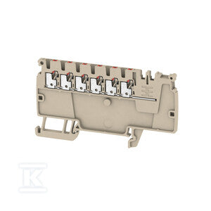 Zacisk rozdziału potencjału, PUSH IN, Ciemnobeżowy, 1.5 mm2, 17.5 A, 500 V, liczba przyłączeń: 6, liczba poziomów: 1, AAP11 1.5 LI RD