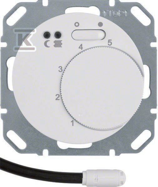 Regulator temperatury podłogi ze stykiem zwiernym Berker R.1/R.3 biały, połysk