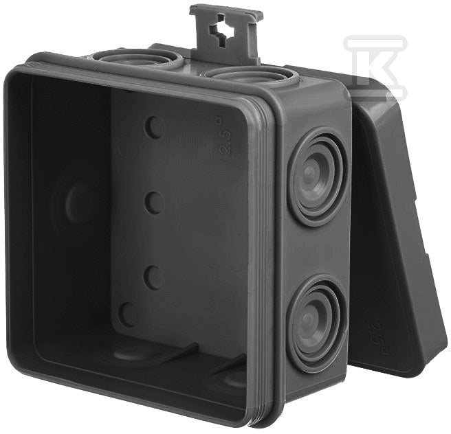 E7 Puszka N/T 75x75x39, 7 membran, czarny, IP55