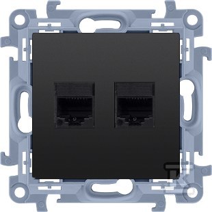 Gniazdo komputerowe podwójne RJ45 kategoria 5e (moduł), czarny mat, SIMON10