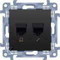 Gniazdo RJ45 kat.6+gniazdo telefoniczne RJ11 (moduł), czarny mat, SIMON10