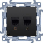 Gniazdo RJ45 kat.6+gniazdo telefoniczne RJ11 (moduł), czarny mat, SIMON10